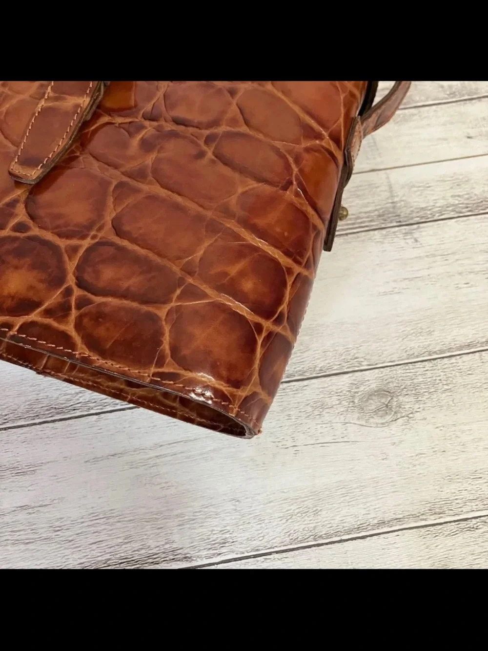 Mulberry Brown Croc-Embossed Leather Shoulder Bag